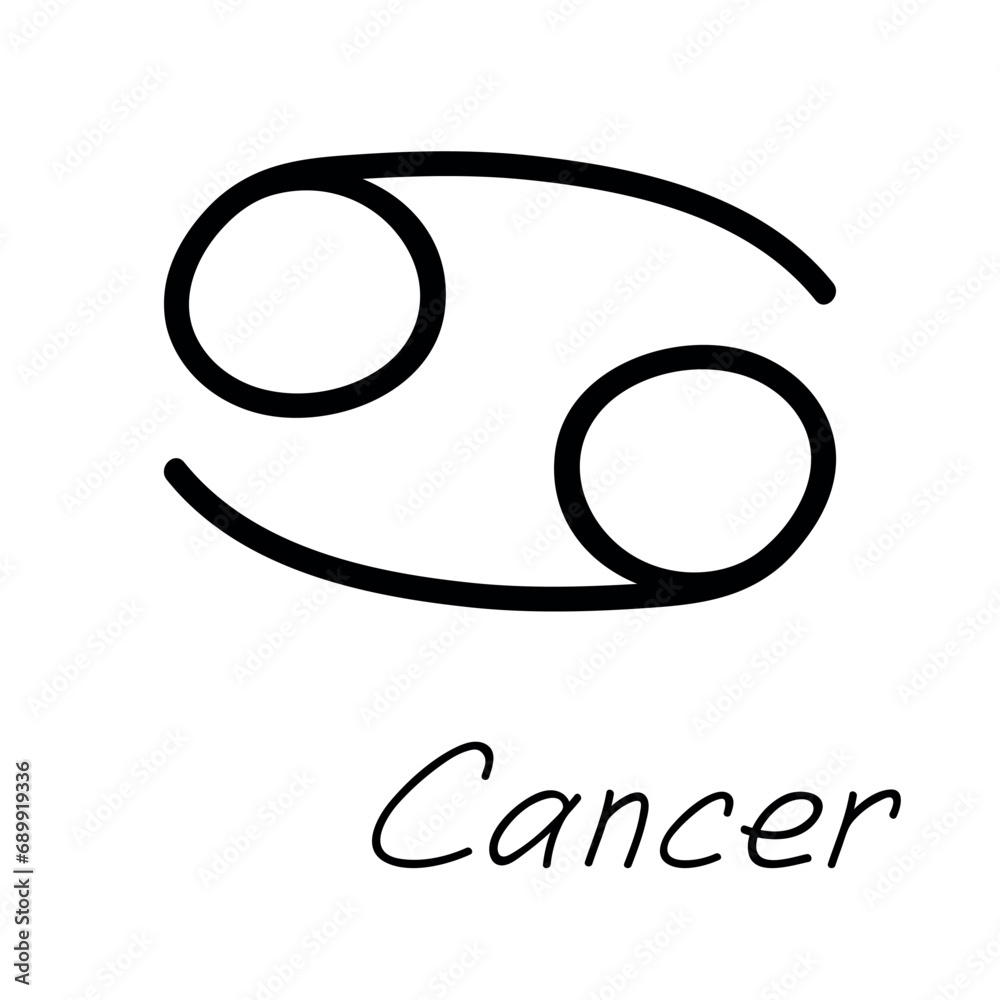 Hand drawn cancer zodiac sign Esoteric symbol doodle Astrology clipart Element for design Hand drawn cancer zodiac sign Esoteric symbol doodle Astrology clipart Element for design
