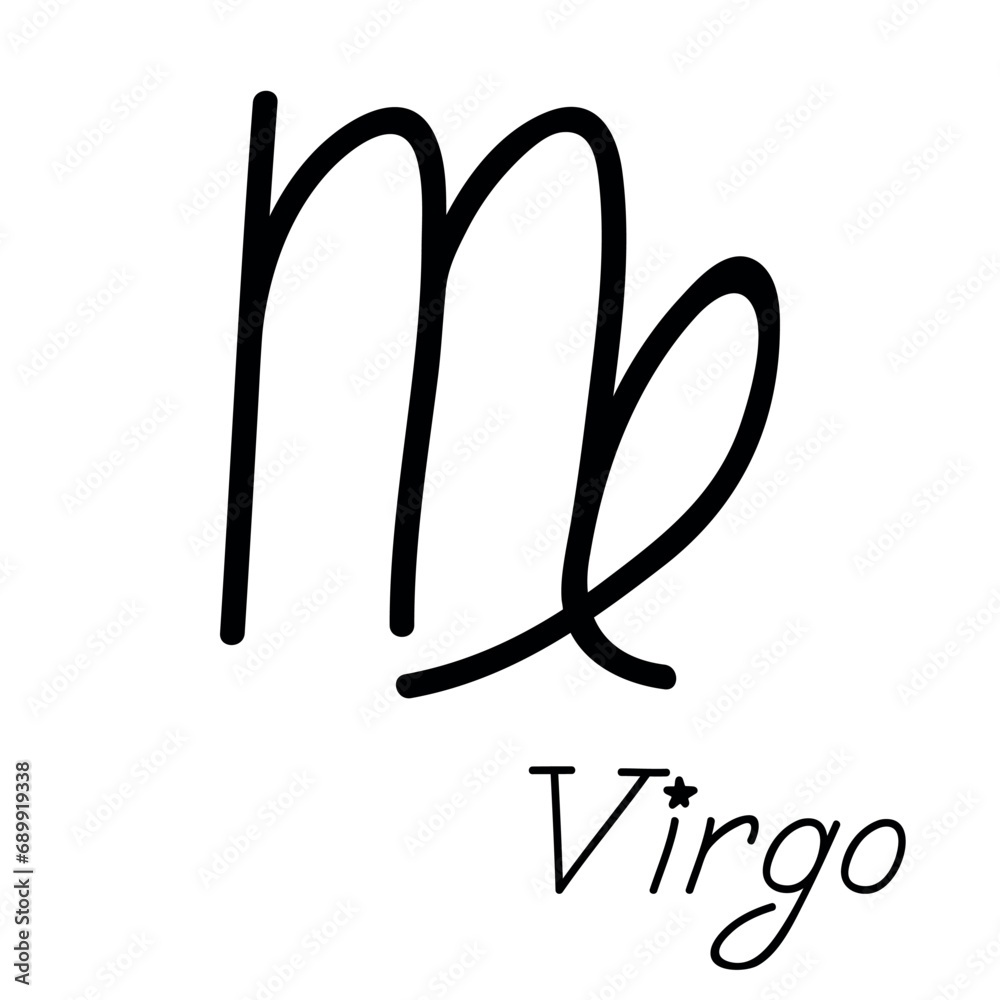 Hand drawn virgo zodiac sign Esoteric symbol doodle Astrology clipart Element for design Hand drawn virgo zodiac sign Esoteric symbol doodle Astrology clipart Element for design