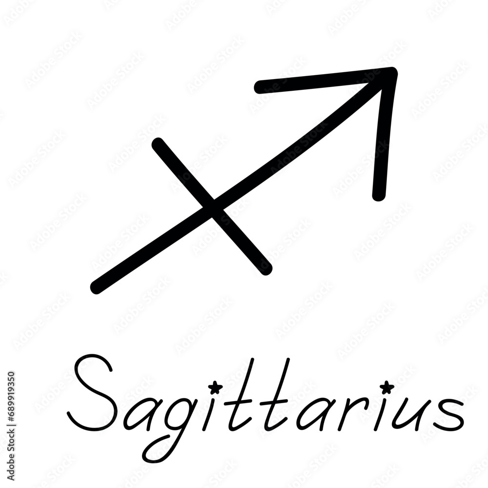 Hand drawn sagittarius zodiac sign Esoteric symbol doodle Astrology clipart Element for design