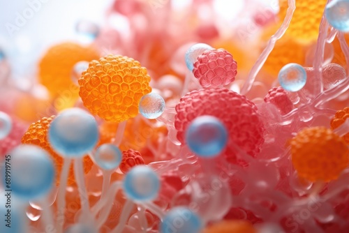 A close up of a bunch of candy candies. Generative AI.