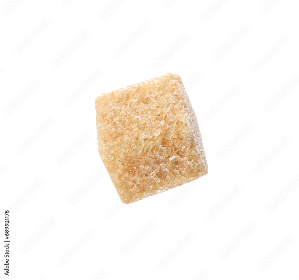 One brown sugar cube isolated on white