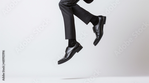 Man in suit jumping photo