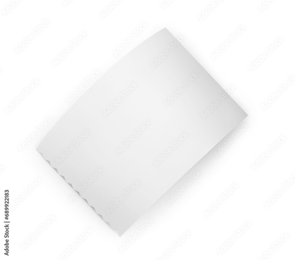 Piece of thermal paper for receipt isolated on white, top view Piece of thermal paper for receipt isolated on white, top view