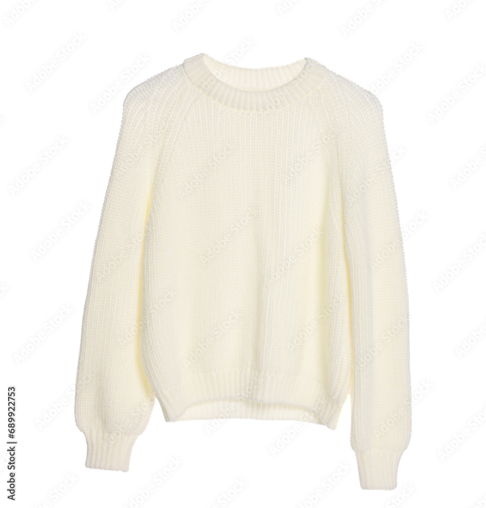 Stylish knitted sweater isolated on white. Women`s clothes Stylish knitted sweater isolated on white. Women`s clothes