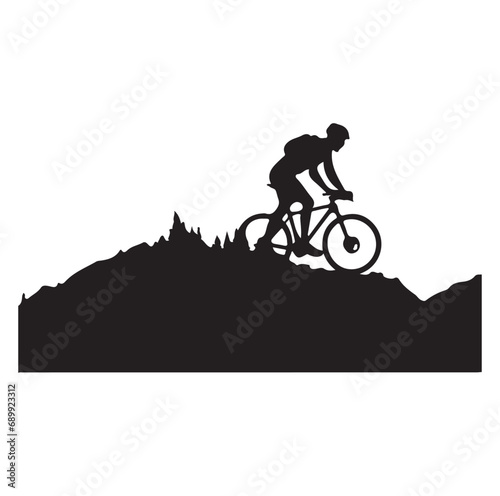 A vector silhouette of an extreeme downhill mountain biker