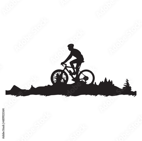A vector silhouette of an extreeme downhill mountain biker
