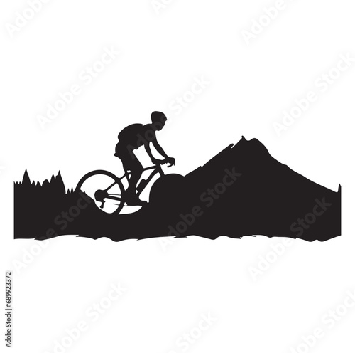 A vector silhouette of an extreeme downhill mountain biker