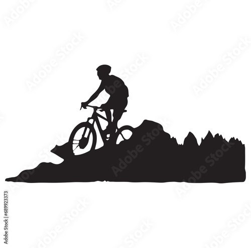 A vector silhouette of an extreeme downhill mountain biker