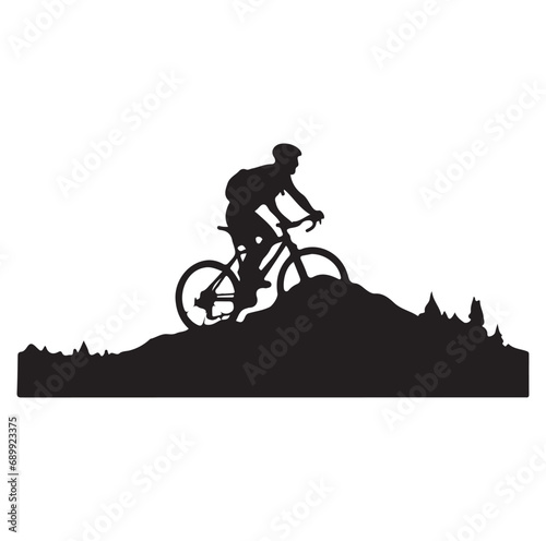 A vector silhouette of an extreeme downhill mountain biker
