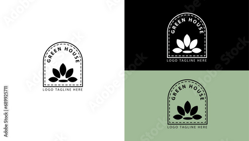   Blossoming Elegance  A Vibrant Vision for Your Green House Logo Design. 