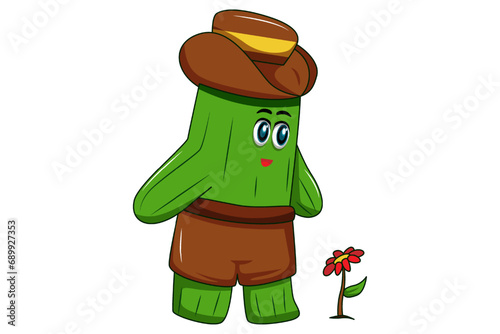 Cute Cactus Character Design Illustration photo