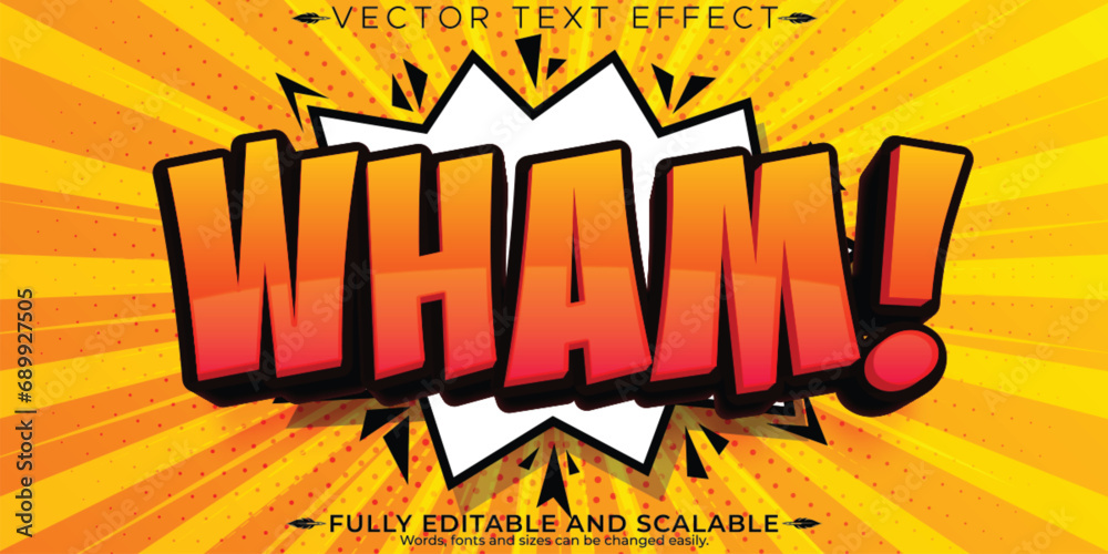 Comic Book text effect, editable cartoon and superhero customizable font style.