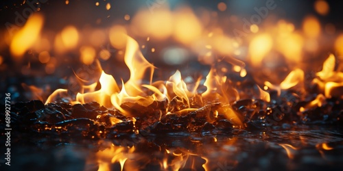 Intense Flames and Sparks on Dark Background. Generative ai