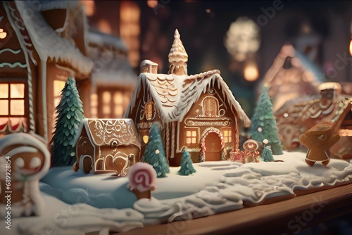 Gingerbrid village in crismas photo