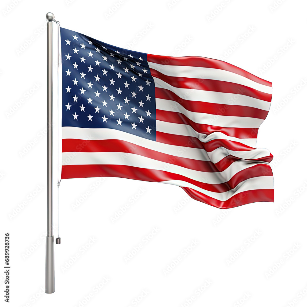 Fototapeta premium USA Flag With Pole