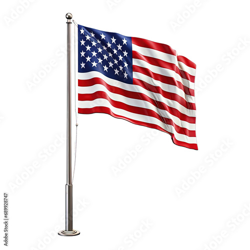 USA Flag With Pole