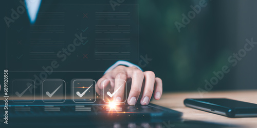 Accountant showing office document auditing concept ,plan review process and assess correctness ,Management of important document storage of organization ,document system ,accountant Audit documents