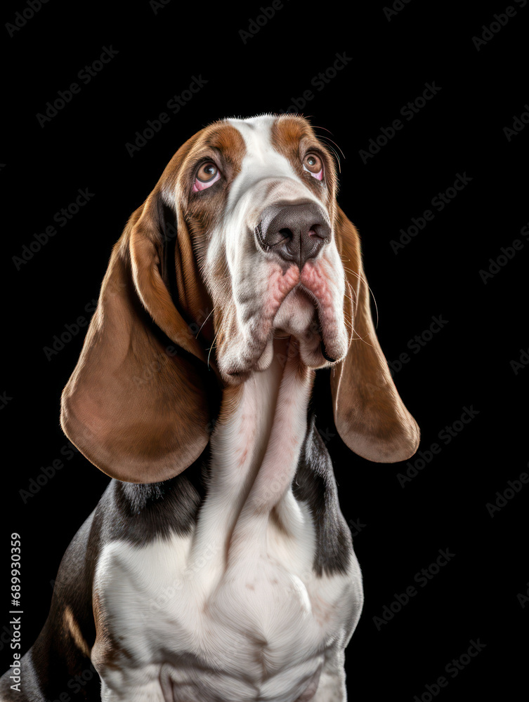 Basset Hound Dog Studio Shot, Isolated on Clear Background, Generative AI