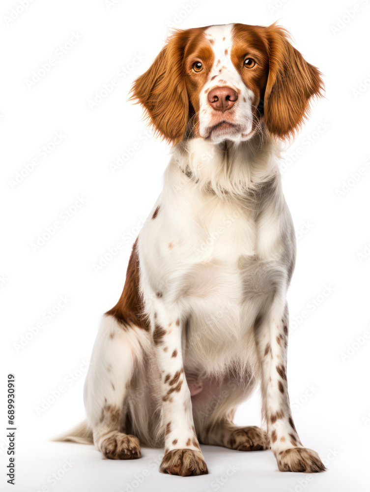 Brittany Dog Studio Shot, Isolated on Clear Background, Generative AI