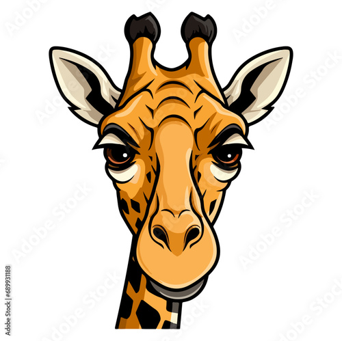 Giraffe Portrait Sticker  Giraffe head mascot logo illustration  Giraffe character  generative ai