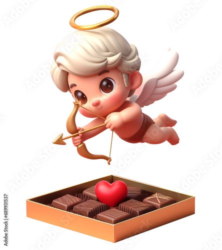 3d character - cupid - valentine's day chocolate box photo