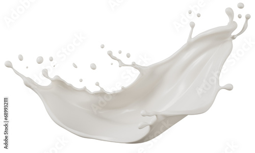 Milk splash, yogurt or milk cream 3d illustration.