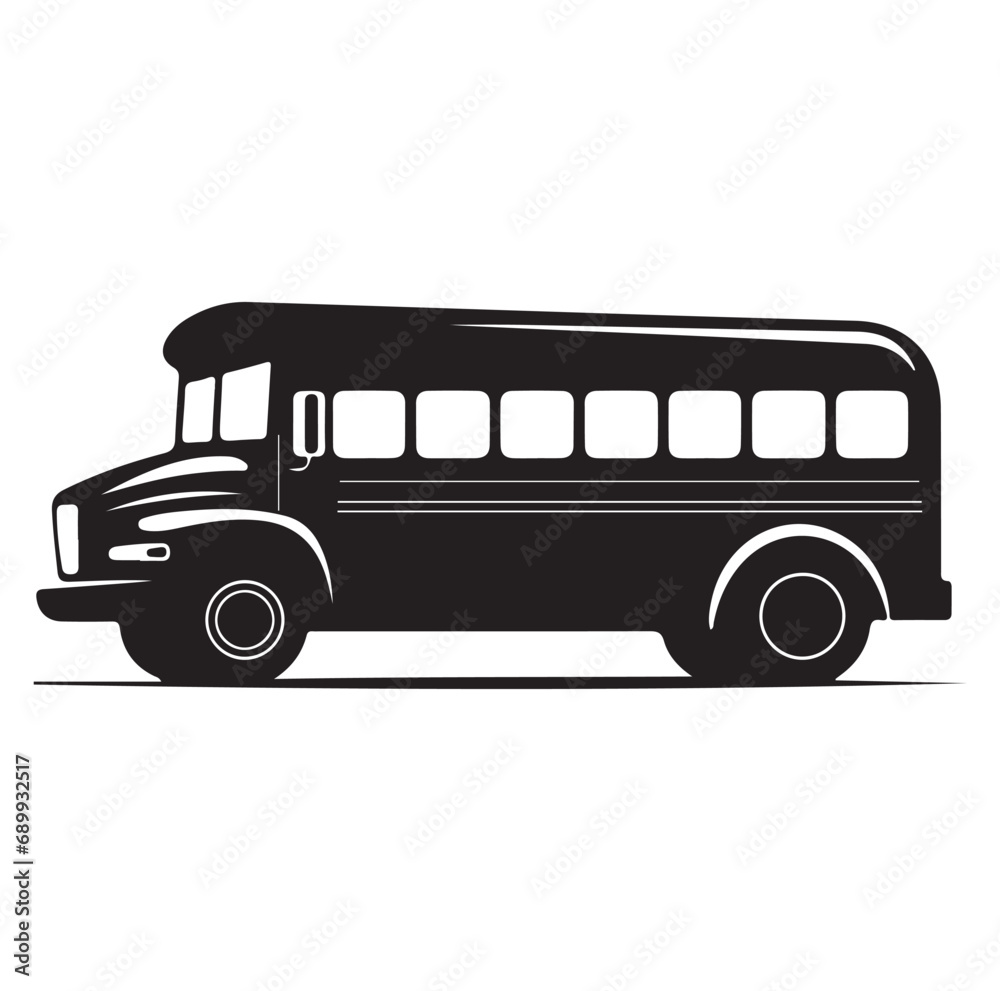 School bus silhouette isolated on white background. Vehicle transport bus sign vector illustration School bus silhouette isolated on white background. Vehicle transport bus sign vector illustration