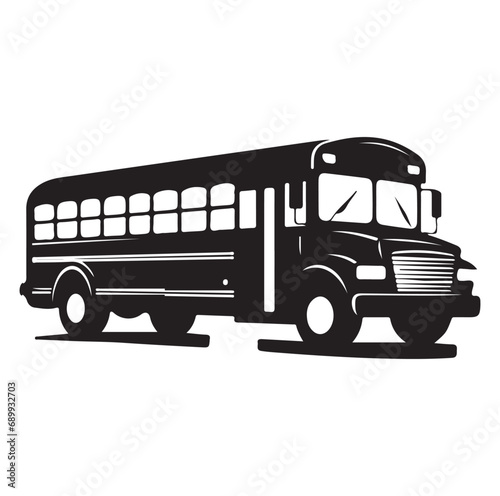 School bus silhouette isolated on white background. Vehicle transport bus sign vector illustration