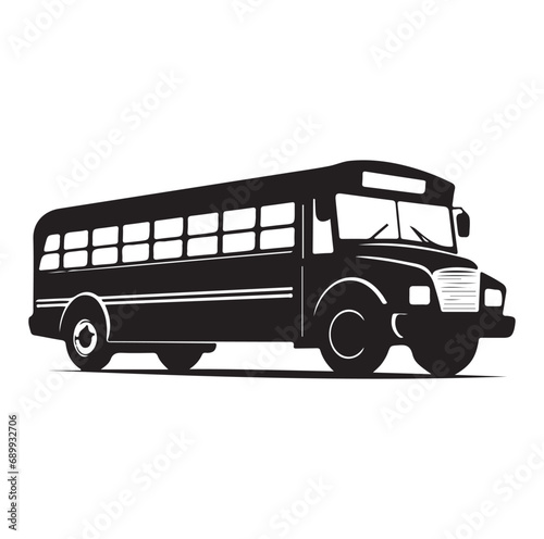 School bus silhouette isolated on white background. Vehicle transport bus sign vector illustration