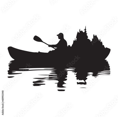 A vector silhouette of kayaking.