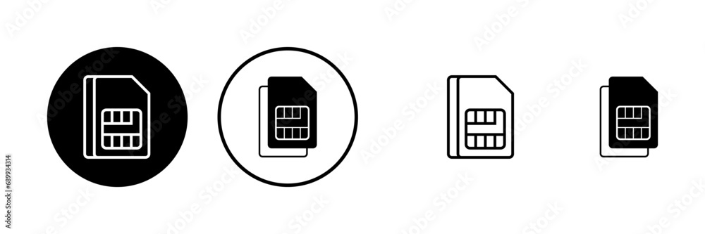 Sim card icons vector set. Mobile slot icon. Mobile cellular phone sim card chip. Sim card icons vector set. Mobile slot icon. Mobile cellular phone sim card chip.