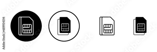 Sim card icons vector set. Mobile slot icon. Mobile cellular phone sim card chip.