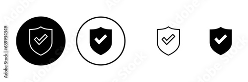 Shield check mark logo icons set. Protection approve sign. Safe icon vector