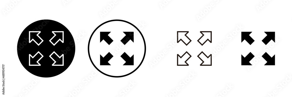 Fullscreen Icons set. Expand to full screen icon for apps and websites. Fullscreen sign icon. Arrows symbol