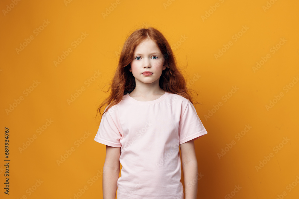 Person background isolated red children portrait expression little girl face female young