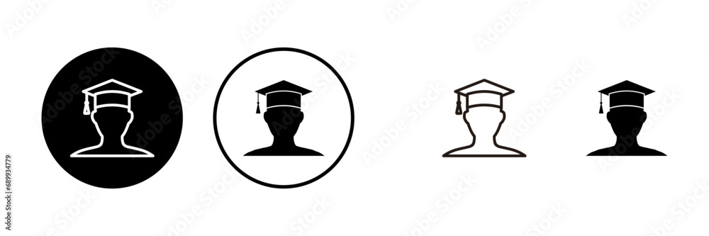 Education icons set. Graduation cap icon. Graduate. Students cap Education icons set. Graduation cap icon. Graduate. Students cap