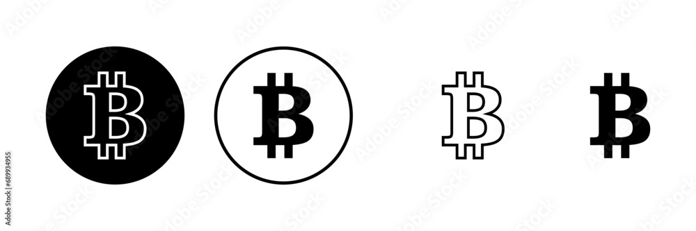 Bitcoin sign icons set. Crypto currency symbol. Blockchain. Cryptocurrency Bitcoin sign icons set. Crypto currency symbol. Blockchain. Cryptocurrency