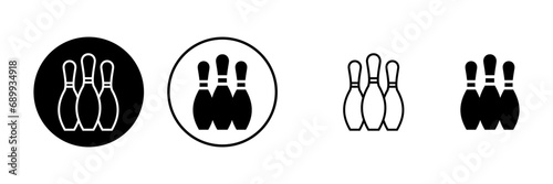 Bowling game Pin Icons set. Bowling icon, ball and pin