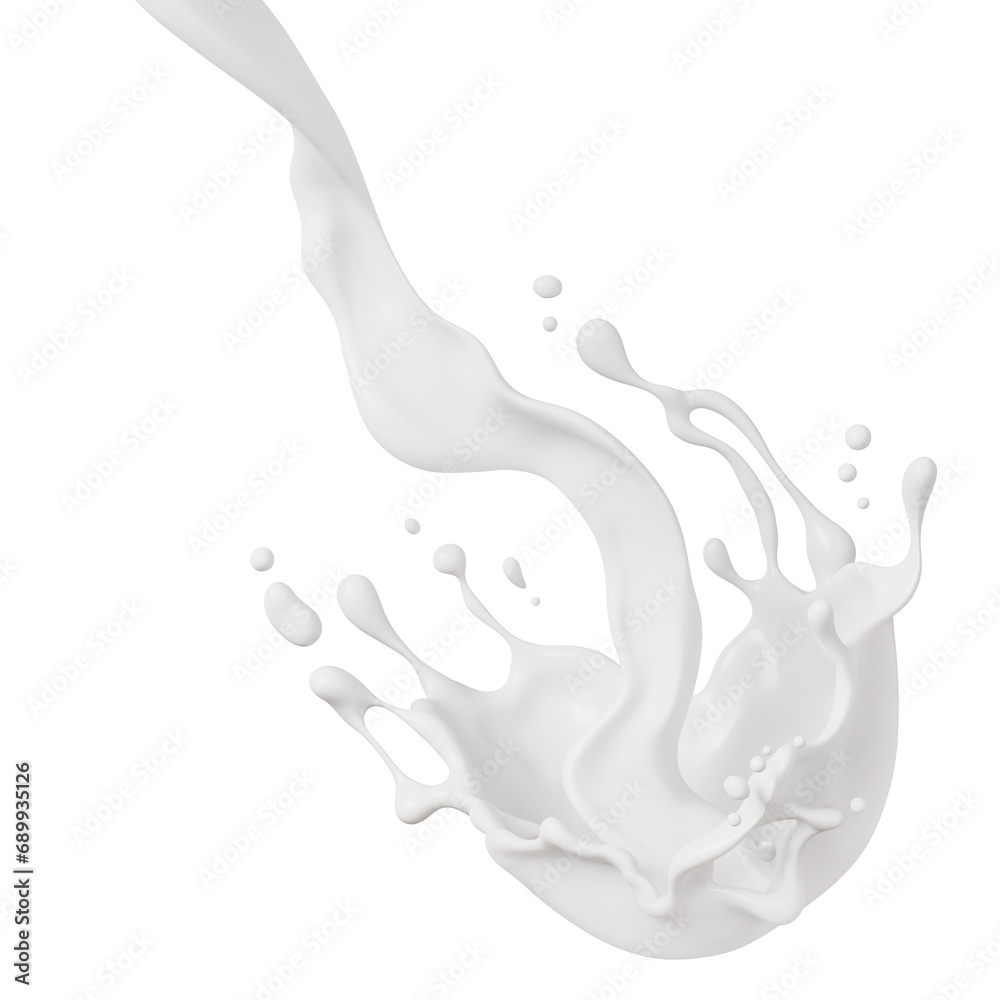 Milk splash and pouring, yogurt or cream 3d illustration. Milk splash and pouring, yogurt or cream 3d illustration.