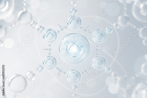 cosmetic moisturizer water molecule, Cosmetic Essence, Liquid bubble, 3d rendering photo