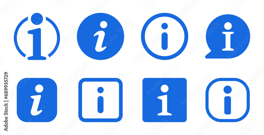 Info icon set. Information blue vector symbol for helpdesk concept. Info icon set. Information blue vector symbol for helpdesk concept.