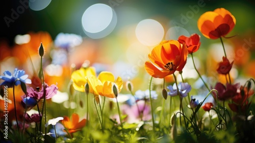 Flowers, background image, flower field, brightness, freshness, scenery, landscape, nature © Wayu