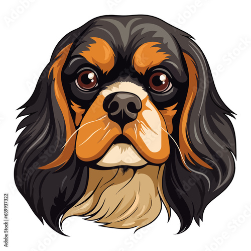 English toy spaniel Dog Portrait Sticker, Dog head mascot logo illustration, Dog character, generative ai