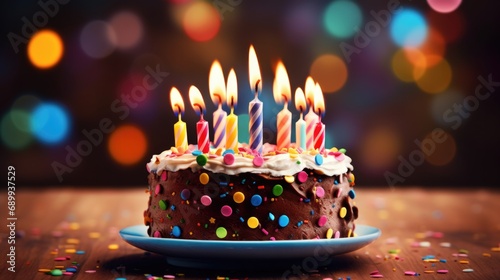 birthday chocolate cake colorful background