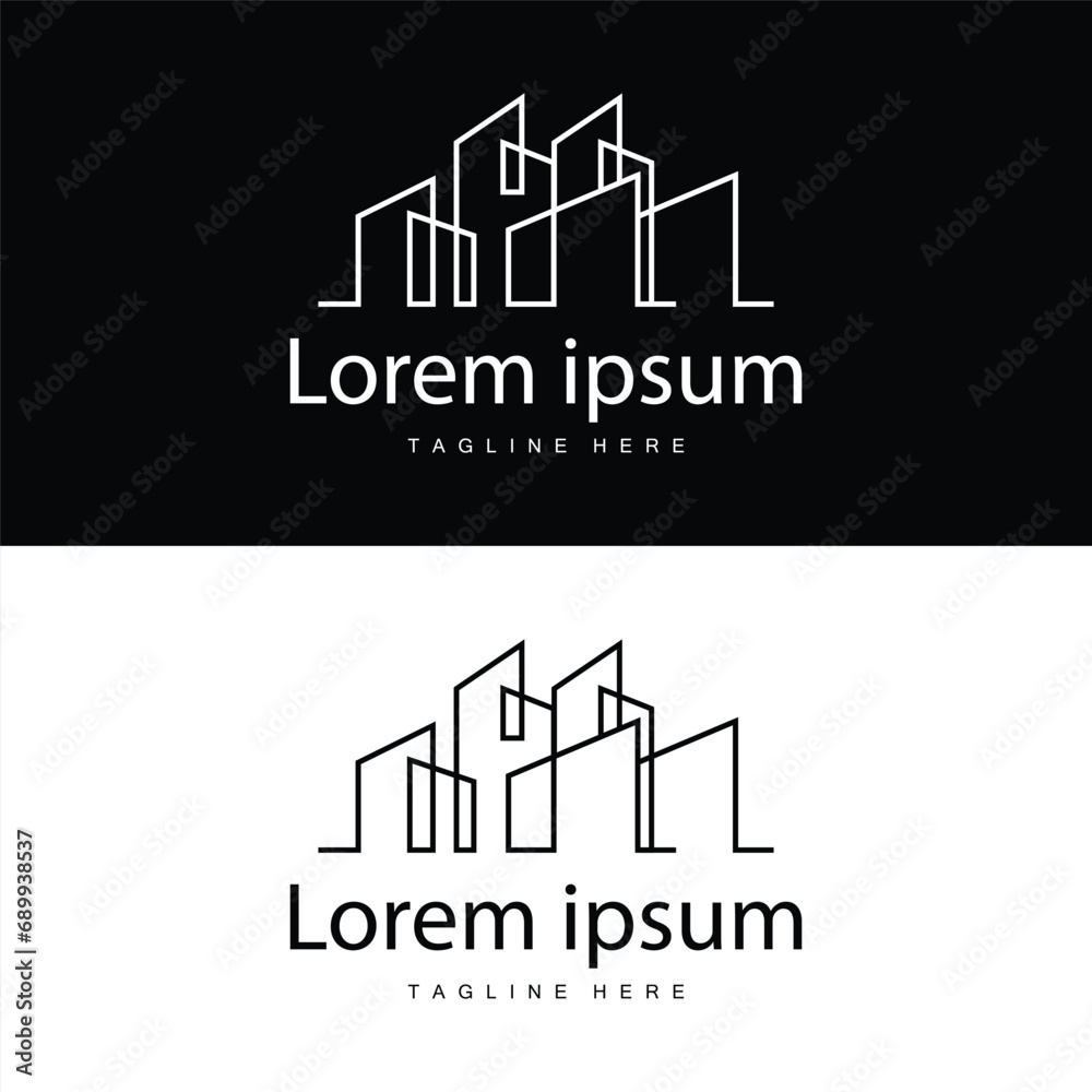 Modern City Building Logo Design, Luxurious and Simple Urban Architecture Modern City Building Logo Design, Luxurious and Simple Urban Architecture