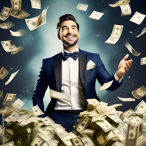 businessman with money. Generative AI