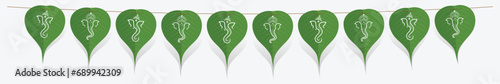 peepal leaf cut ganpati Garland. Decoration for Indian Hindu Auspicious Occasion, ganesh chaturthi special vector. 