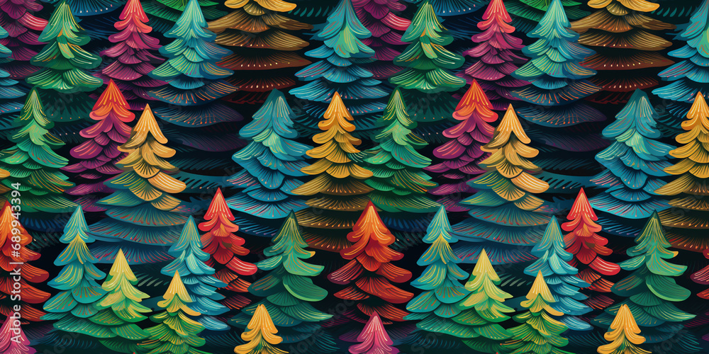 Rainbow Christmas Tree Tapestry HD