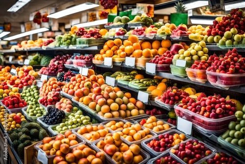 fresh fruit at the store counter-