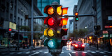  traffic light trails on the street, traffic lights in the city, traffic light trails